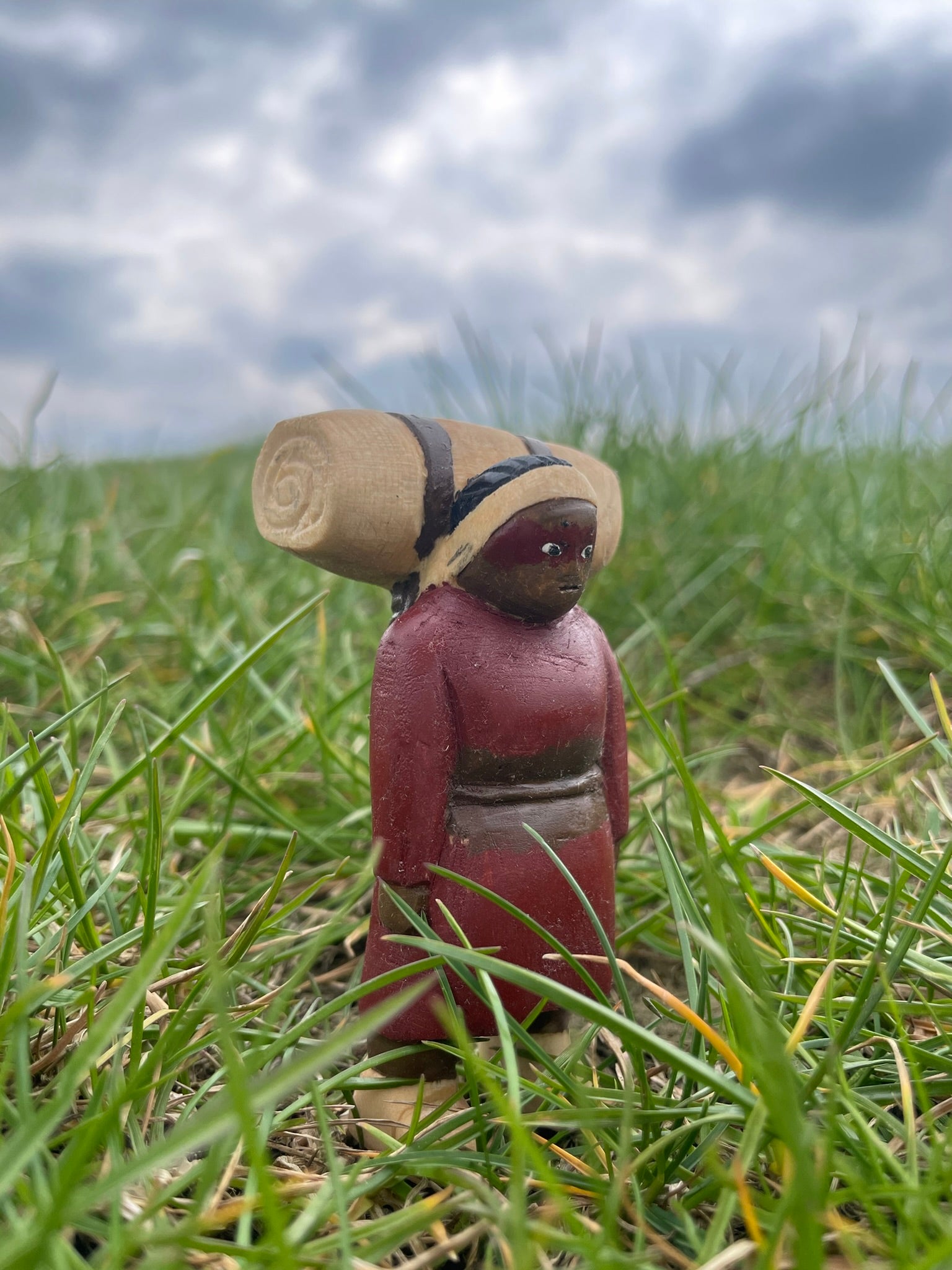 Ice Age Man with Backpack after Ulli Lust's "The Woman as Human"
