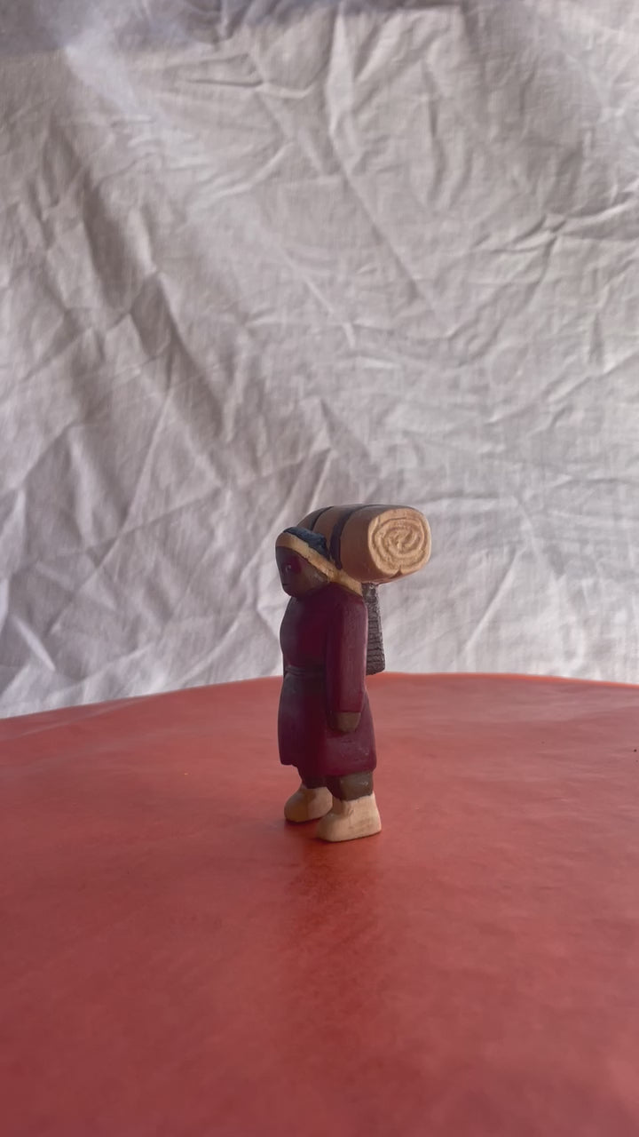 Ice Age Man with Backpack after Ulli Lust's "The Woman as Human"